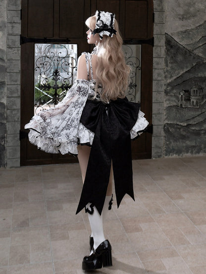 Oversized Black Back Ribbon Bow - Sleepless Star