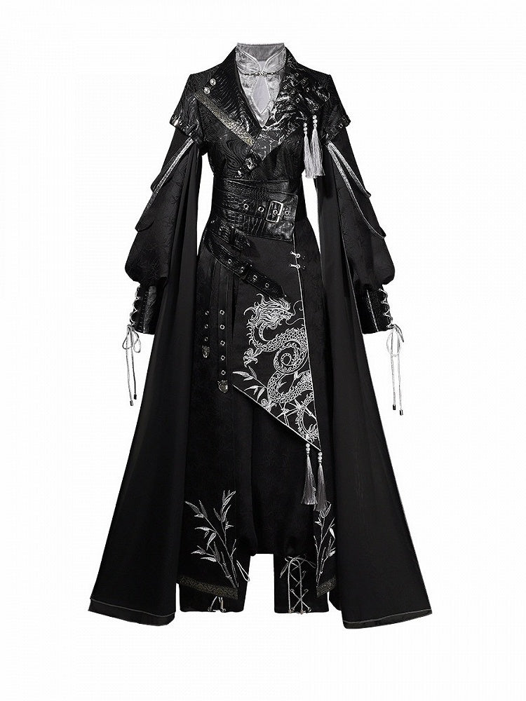 Dragon-Embroidered Han Ensemble with Corset & Trousers - Unknown Star