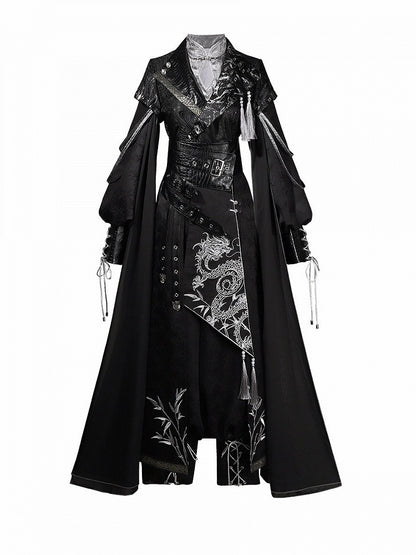 Dragon-Embroidered Han Ensemble with Corset & Trousers - Unknown Star