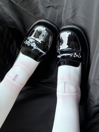 with Bow 4.5cm Style Black Shoes Heel Preppy JK Details