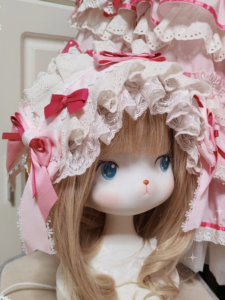 Bowknot Pink Lolita Sweet White Hairband Lace