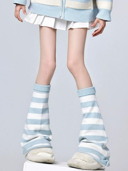 Designed Leg Punk Striped Loose Warmers