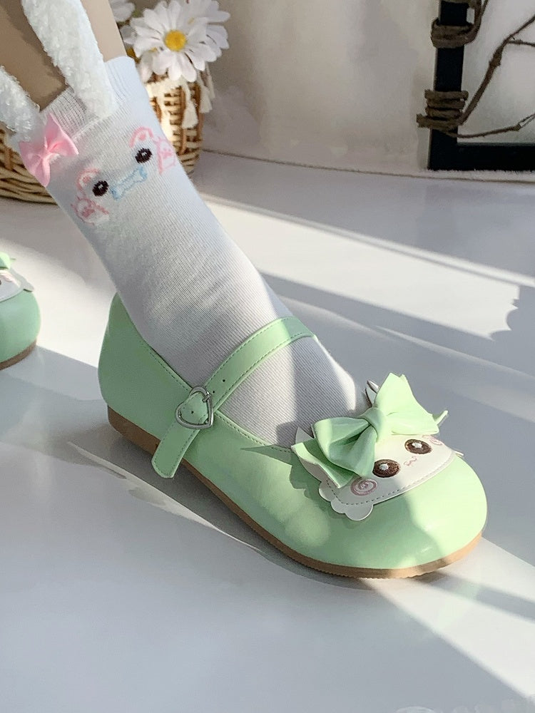 Grass Green Sweet Lolita Mary Janes with Crab Accents & Bow Details