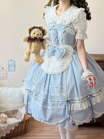 パンスリーブカラーのピーターコットンショートホワイトブラウス