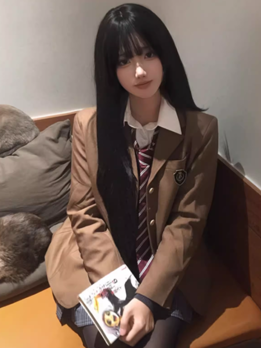 ブラウン制服JKブレザーカラー