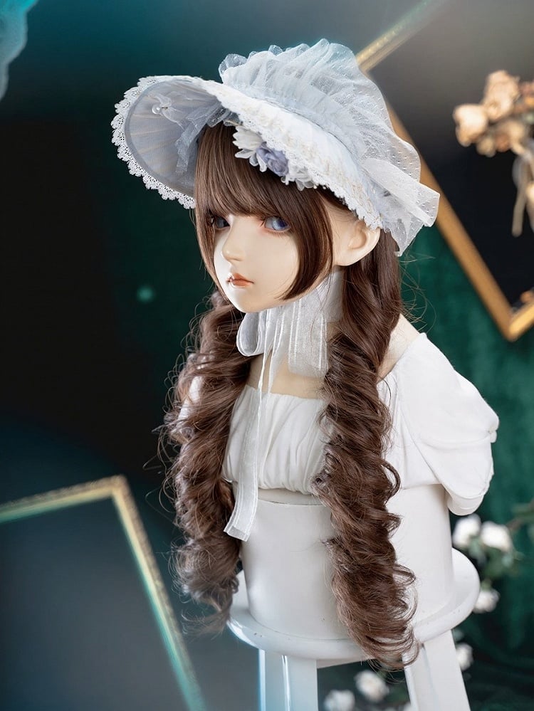Brown Long Curly Wig Full Bangs 75cm - Alice Garden