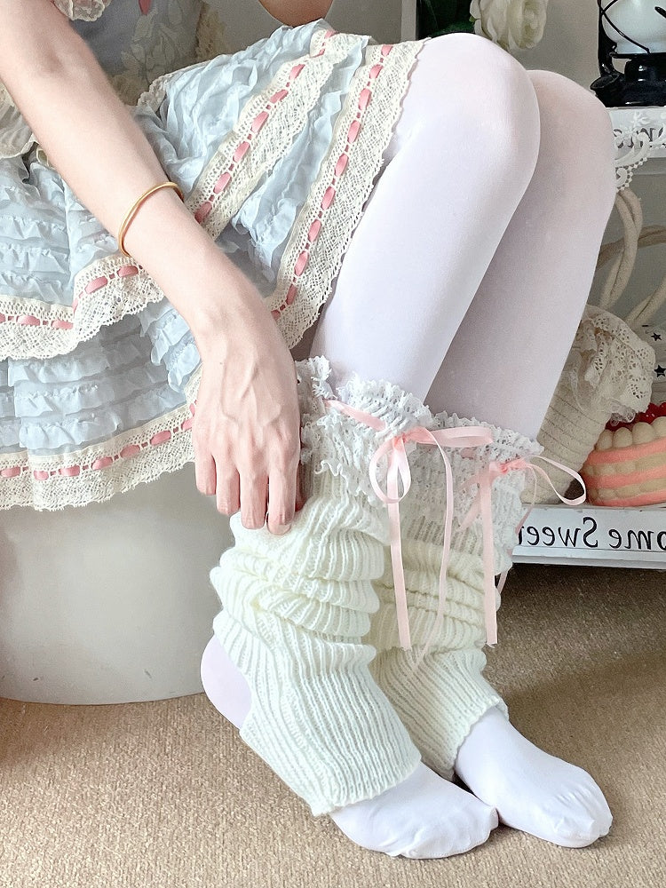 Lolita Knitted Leg Warmers Cuffs Color 7 Options Lace