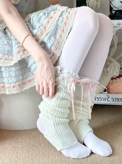 Lolita Knitted Leg Warmers Cuffs Color 7 Options Lace