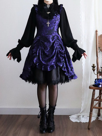 Purple Lace Trim JSK Gothic Lily - Miss Point