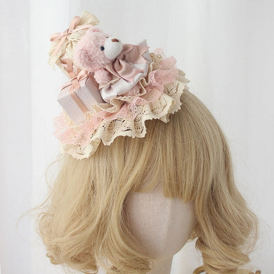 und mit Spitze Lolita Bär süße Hut Geschenk rosa Mini-Box ein