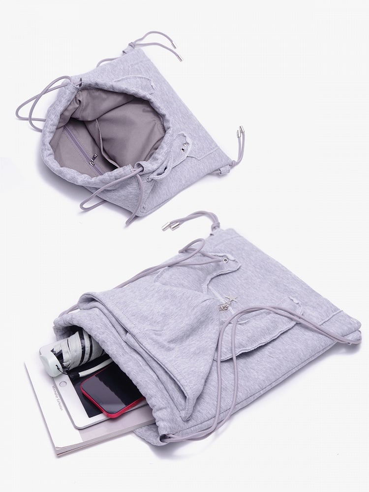 In Devilish Style Gray Backpack Kawaii Charm Drawstring