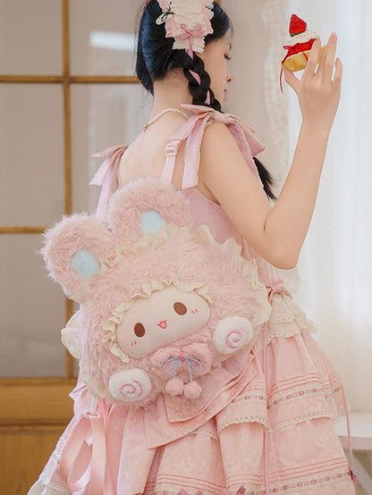 Bead Kawaii Strap Chain Pink Shoulder Bag Plush + Crossbody/Shoulder Bunny