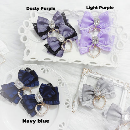 Spitzenfarben Herz Charm Strass Akzent 15 Kei Haarspangen Jirai Schleife