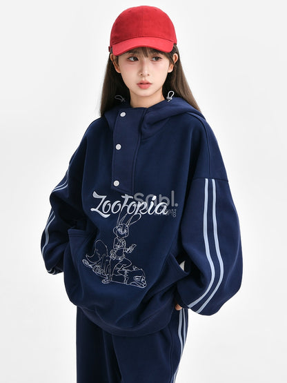 Zootopia Judy and Nick Graphic Navy Blue Hoodie