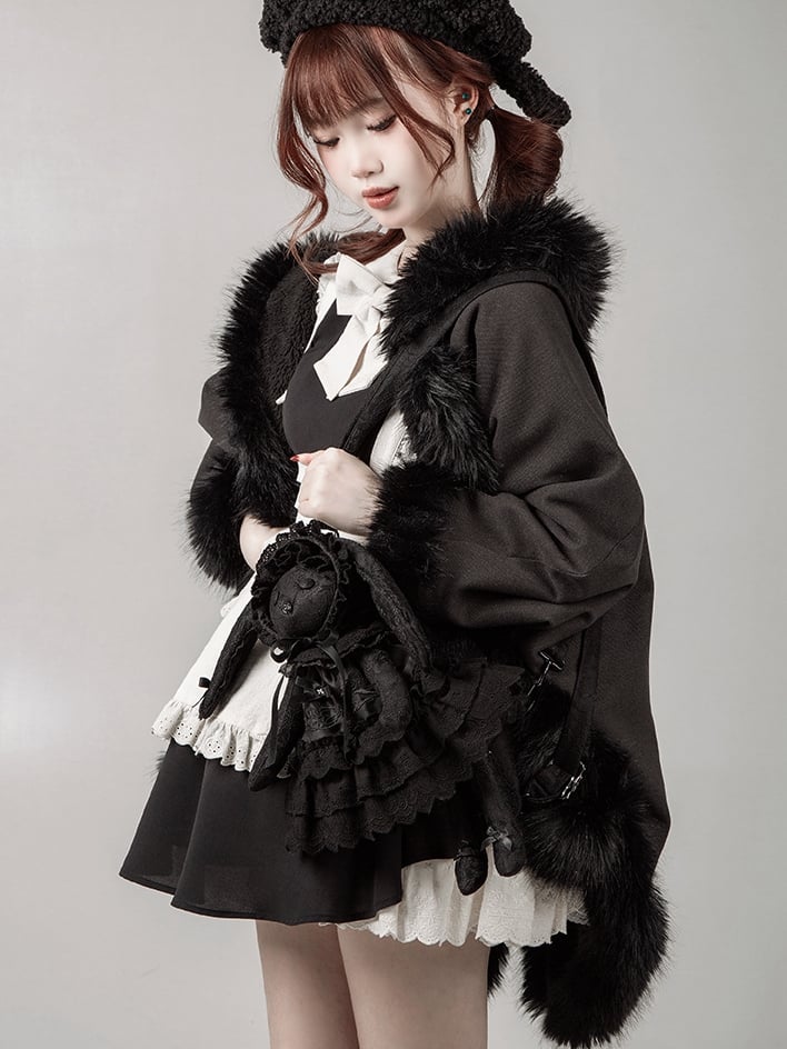 Black Kitten Backpack / Crossbody Bag + Dress + Hat