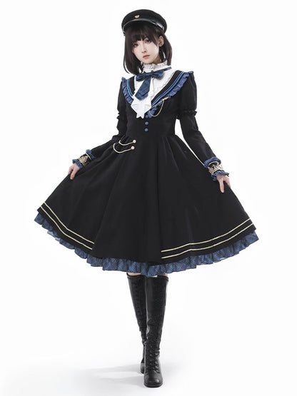 Ruffles with Black Juliette Dress Ruffle Sleeves Neckline Blue and Lolita Plaid Trim