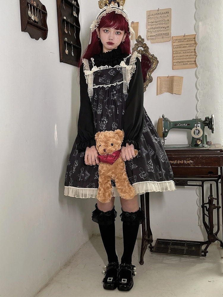 ネックラインエレガントベアスクエアウェンディジャンパープリントスカート