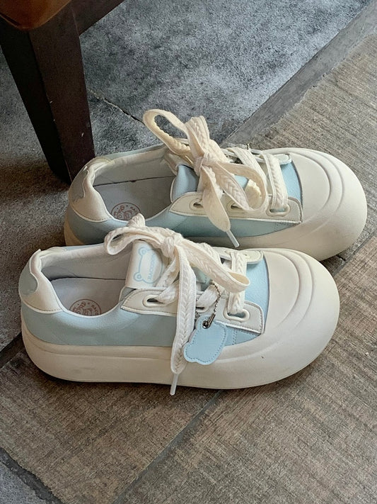 Blue Daily White And Kawaii Applique Teddy Platform Upper Bear Sole Star with