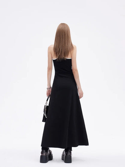 Black Backless Sleeveless Dress Slim-Fitting Knitted