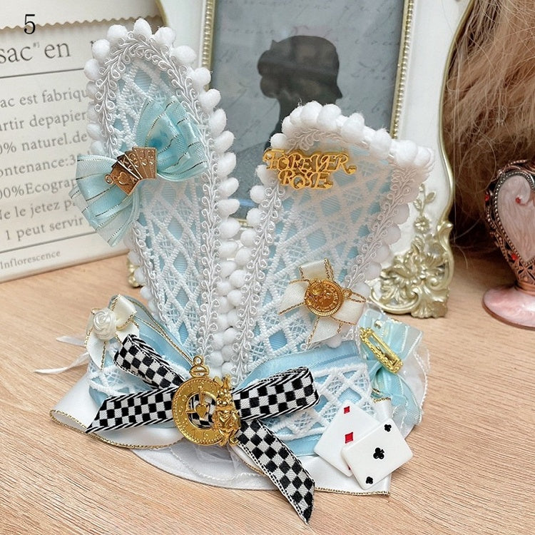 Options Mini Decorated Hat Poker in Vibes Ears Wonderland Alice Bowknot 11 Details Bunny