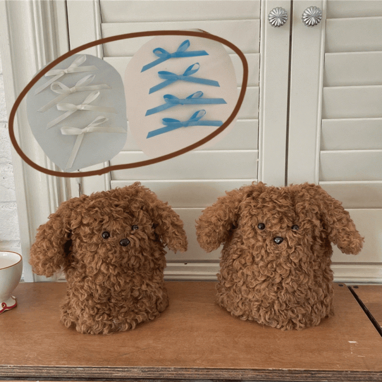 Leg Puppy White/Brown Ribbon Bowknot With Plush Warmers