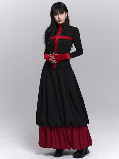 Black Bubble Skirt Gothic Red