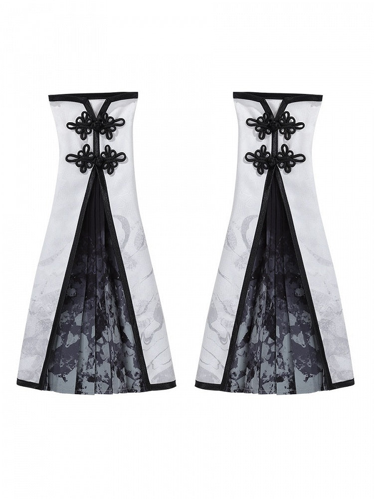 Plaid Splatter Leg Warmers with Pleated Trim - Han Ru Chu Hanfu & Han-Element Studi