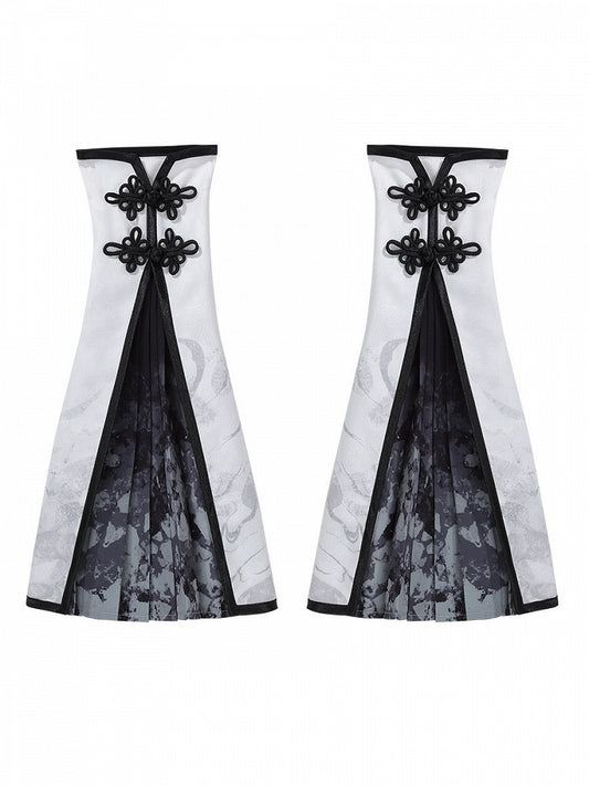 Plaid Splatter Leg Warmers with Pleated Trim - Han Ru Chu Hanfu & Han-Element Studi