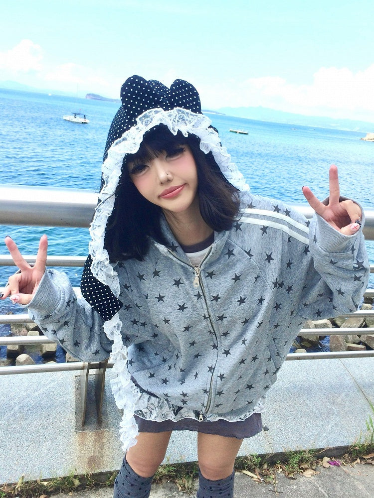 Grey - Jacket Print Star Y2K
