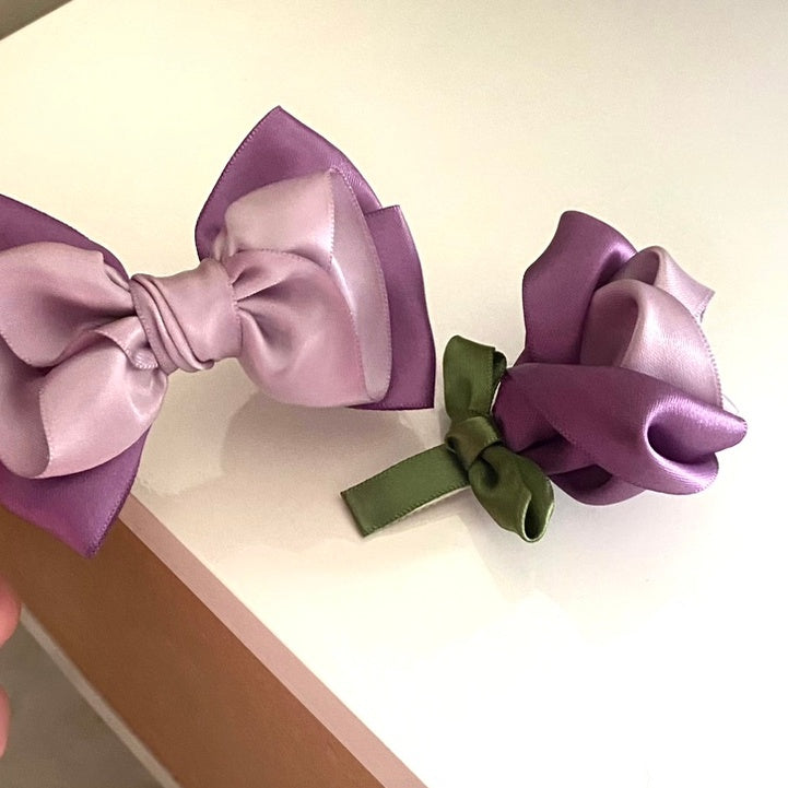 Purple Flower - Hairclip Lolita Vintage Shaped Elegant