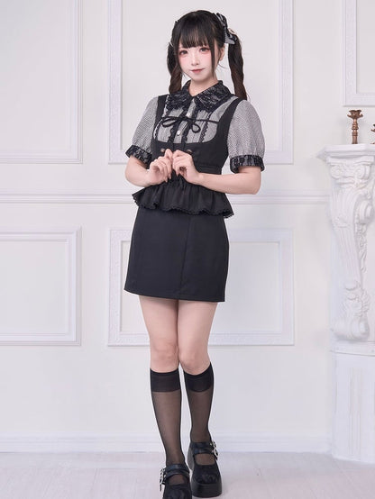 Ties Overall Wear Black 2-Way Back Adjustable Kei Jirai Tiered with Dress
