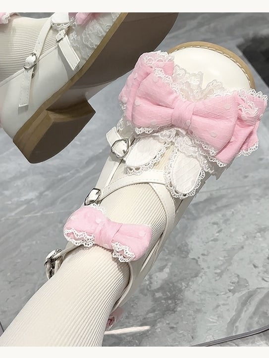 Bows Bunny Low-heel/Mid-heel - Shoes Dreamy Polka Dot White