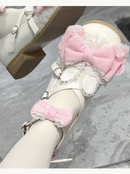 Bows Bunny Low-heel/Mid-heel - Shoes Dreamy Polka Dot White