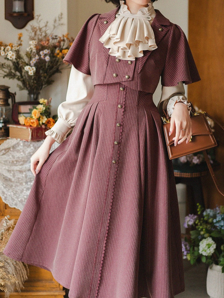 レッドレトロファッションブレザーカラーバタフライスリーブクロップドトップス