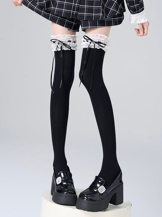 Stockings Colors Rhinestone Bow Decoration Heart 4 Lace