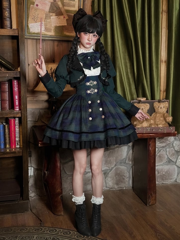 Preppy Under JSK Short Lolita Style + Green - Set Version Bust