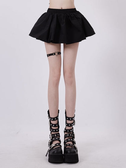 Vintage Black Lined Puffy Skirt with Elastic Waistband