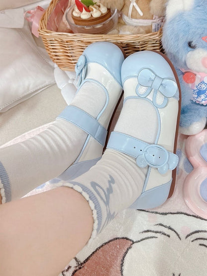 Bowknot Flats Bunny Ear Bear Decorated Blue Buckle