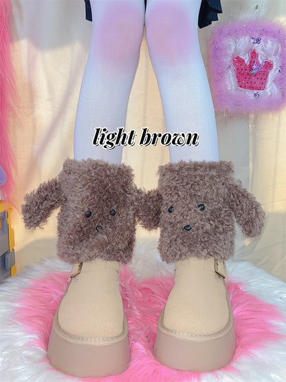 子犬の耳のデザインレッグウォーマー