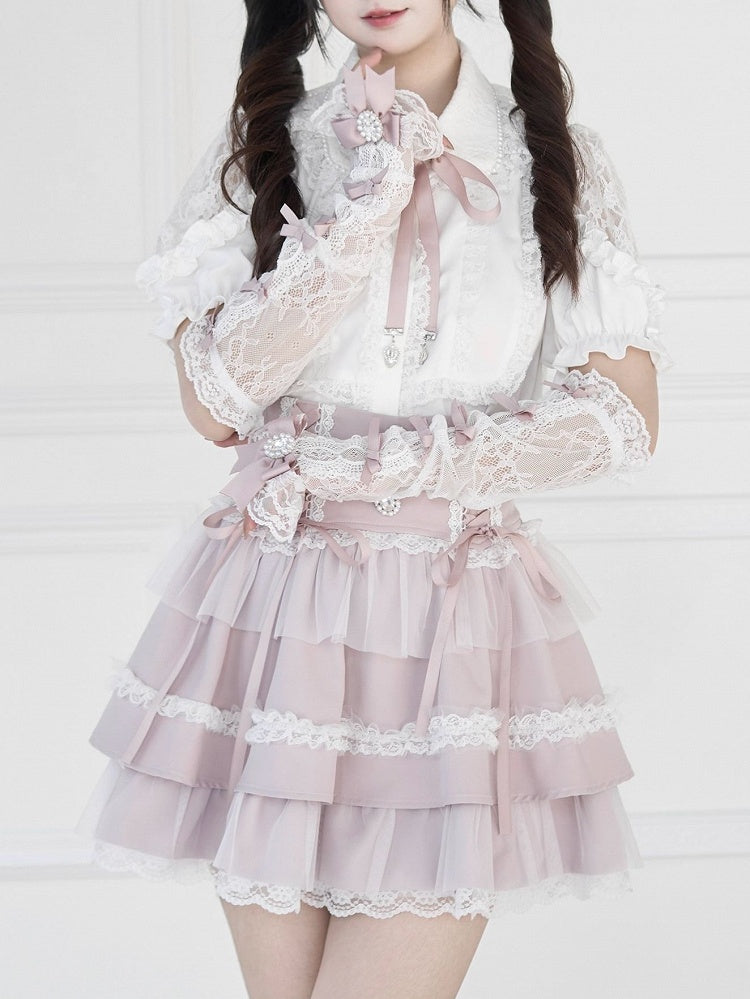 Farben Jirai Bowknot Kei Details 5 Spitzen-Handgelenkmanschetten mit