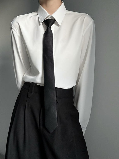 Ouji Lolita Black Zip-Up Tie with Arrowhead Tip