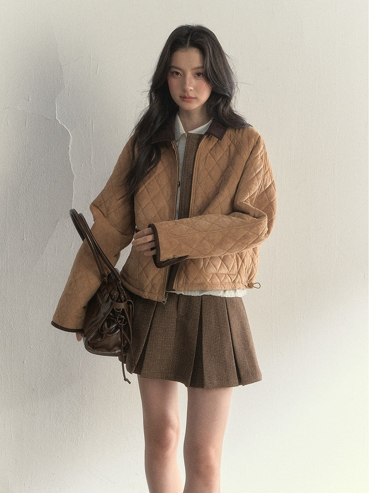 Jacket Retro Houndstooth Double-Sided Brown