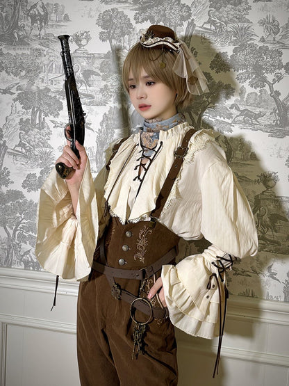 Ouji Vibes Long Shirt Pirate Lolita Creamy Sleeves White