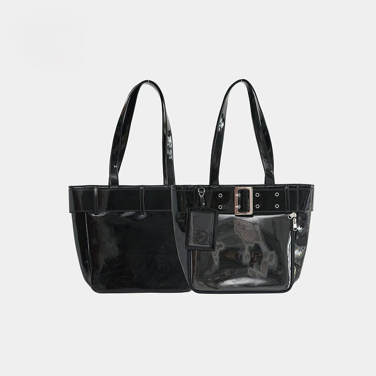Belt Ita Bag Accent Tote Black with