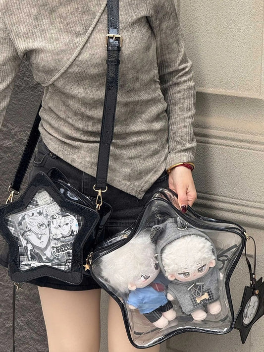 バッジ ブラック 星型 痛バッグ PU 取り外し可能 チャーム付きセット