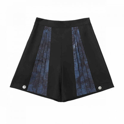 Langes Hemd - Schwarzes Ouji-Blau + Ärmel, Weste, Jabot, Full und Prince-Shorts, Lolita-Set