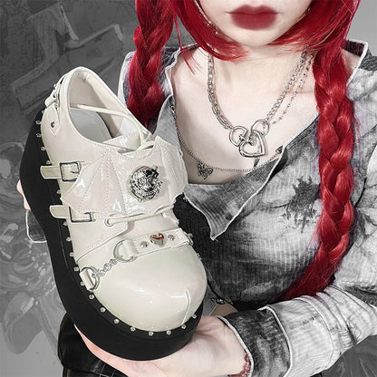 ゴス デビル ウィングス パンク ホワイト プラットフォーム シューズ