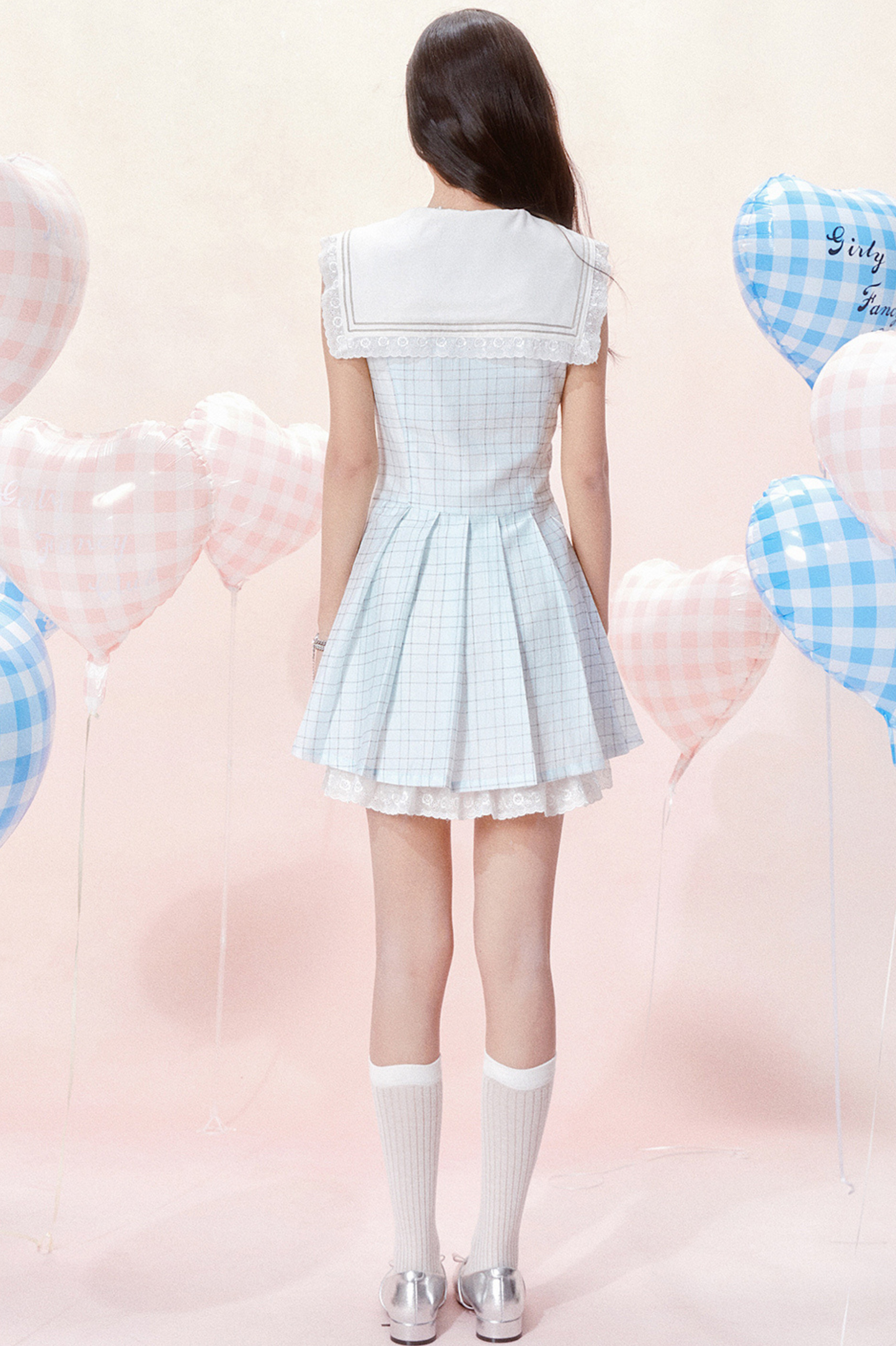 Kleid Karo Nautisch Ärmellos Chic