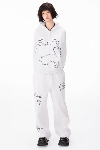 レッグボアフード付き+コンピューターパーカースウェットパンツストレート