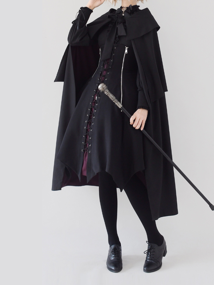 Eleganter Gothic Oversize Umhang mit Umschlagkragen